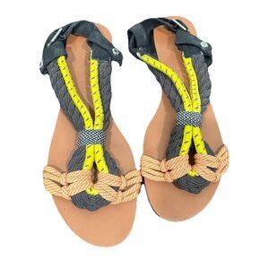 BIMBA Y LOLA Womens Sandals Multicolor Rope Leather Adjustable Strap‎ SZ 38